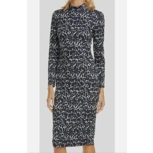 Ted Baker Women Black Gray Liniee Mock-neck Leopard Midi Maxi Bodycon Dress Sz 2